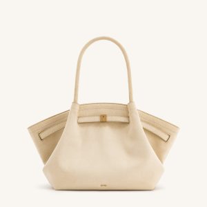 Hana Medium Faux Suede Tote Bag - Off White