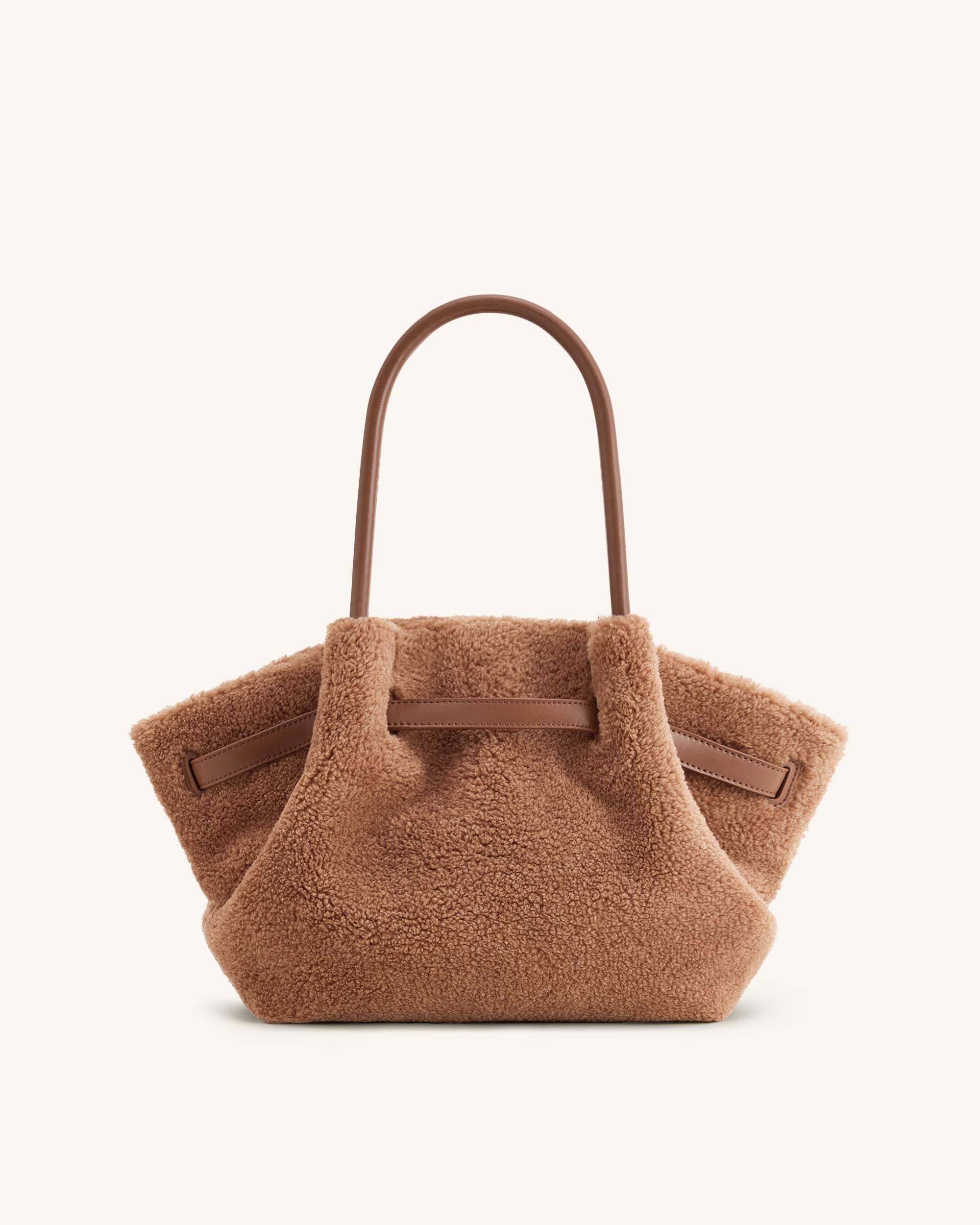 Hana Medium Faux Fur Tote Bag - Coffee Brown - Image 4