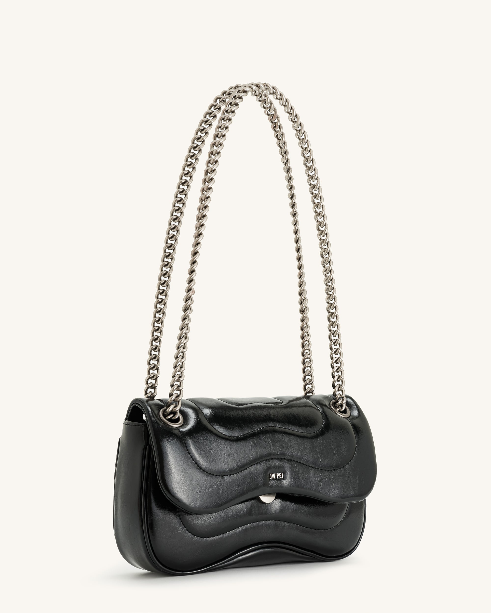 Tina Quilted Chain Crossbody - Black - Image 2