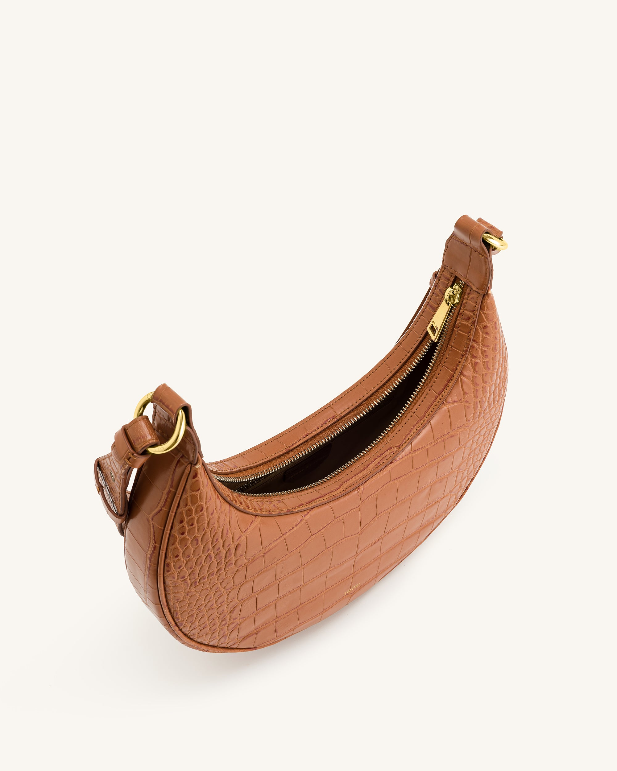 Carly Saddle Bag - Acorn Brown Croc - Image 4