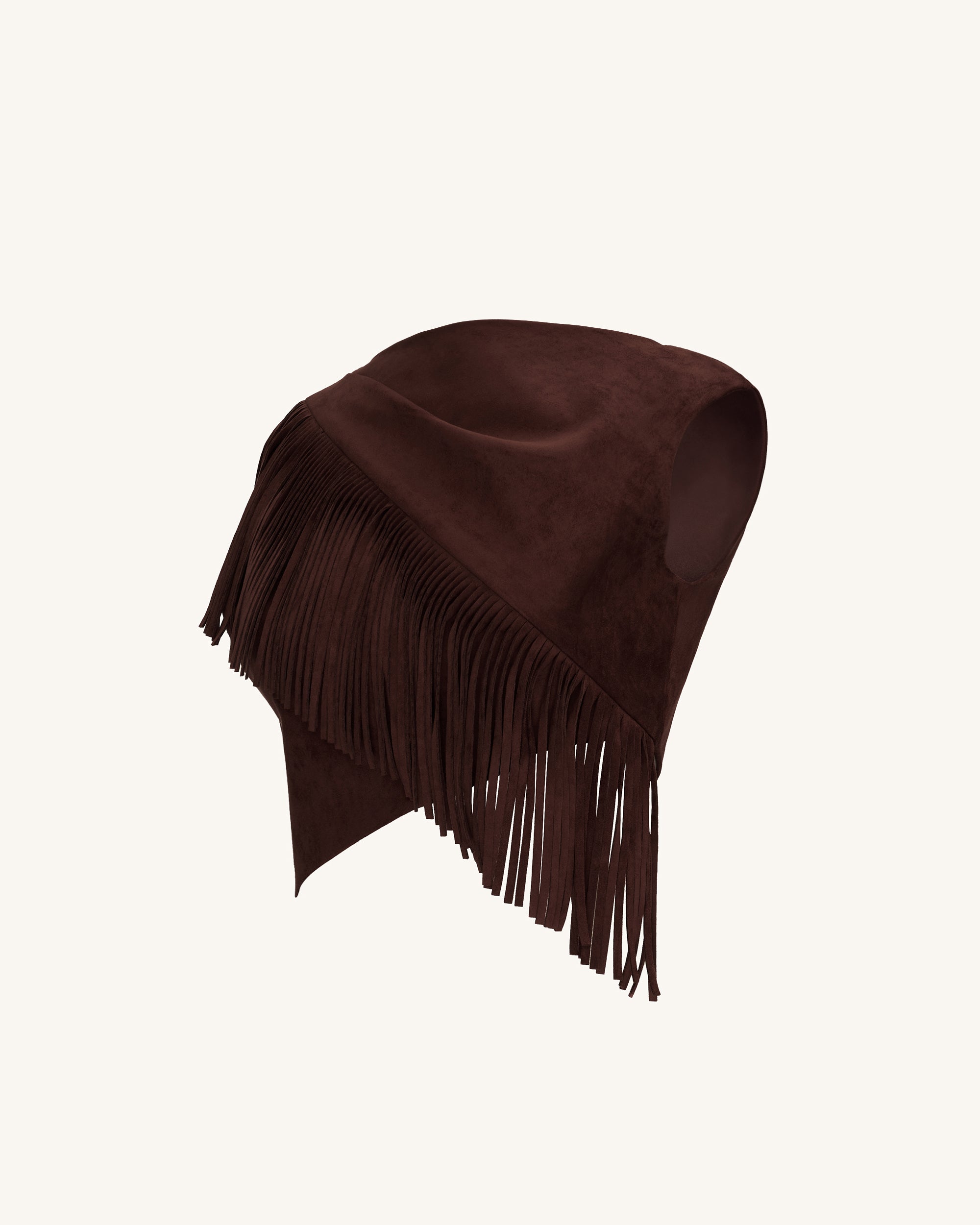 Ariana Asymmetric Fringe Sueded Top - Burgundy - Image 4