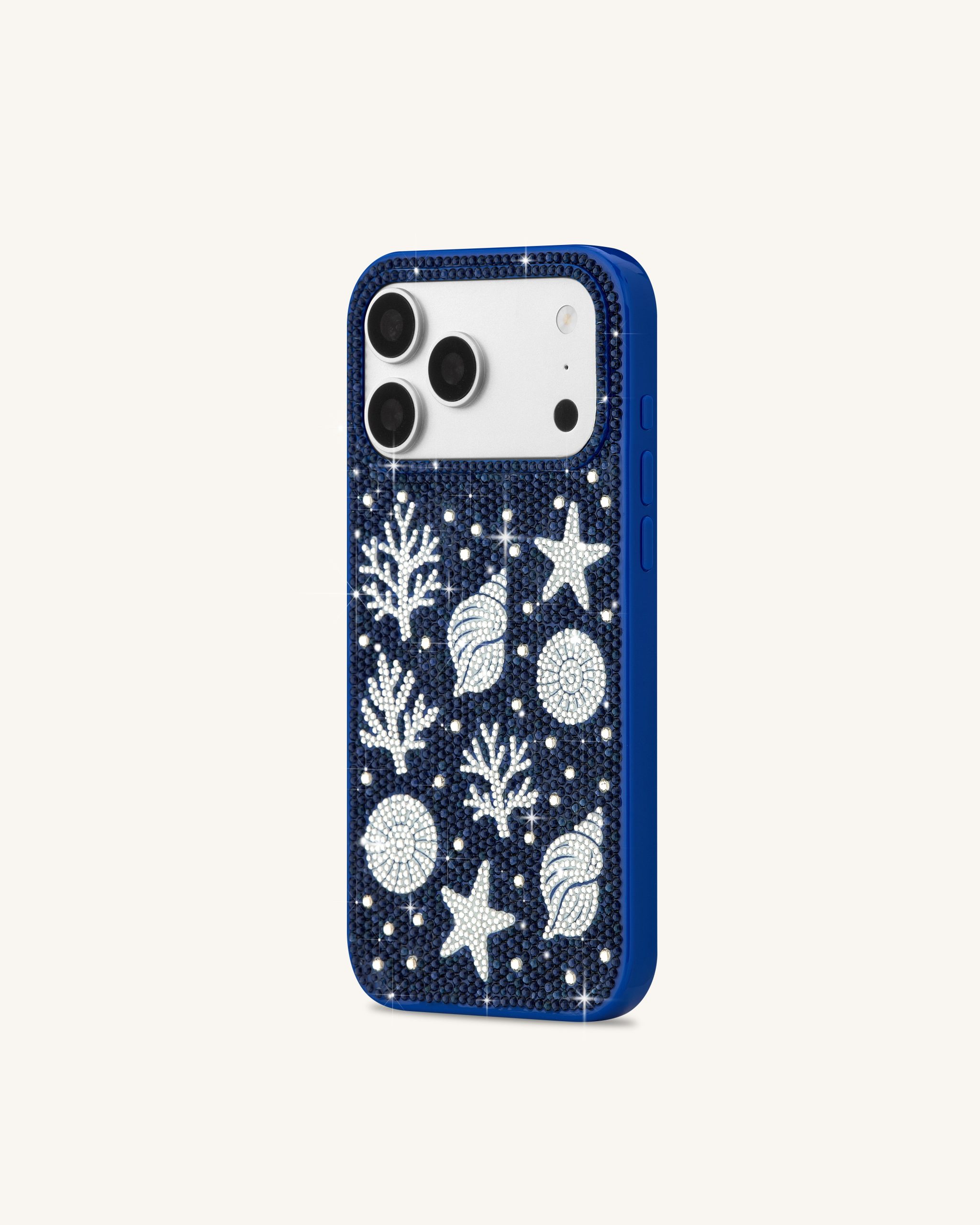 Ocean Shell Artificial Crystal Phone Case – Blue - Image 2
