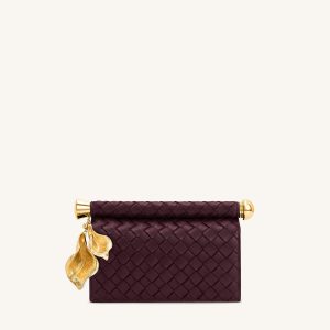 Holly Woven Metal Pendant Embellished Clutch - Dark Burgundy