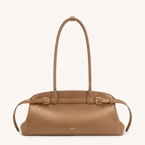 Arden Belt Detail East-West Shoulder Bag - Light Brown