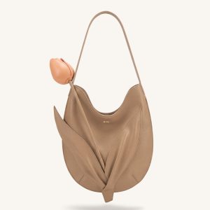 Tulip Shape Shoulder Bag - Light Brown