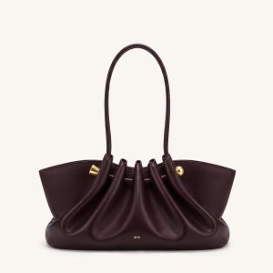 Naomi Gathered Long Handle Shoulder Bag - Deep Burgundy