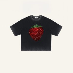 The Crystal Strawberry Graphic Tee - Faded Black