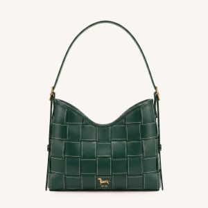 Nadine Dachshund Woven Hobo Bag - Green