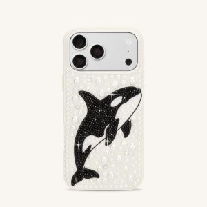 Orca Pearl Embellished Phone Case – White