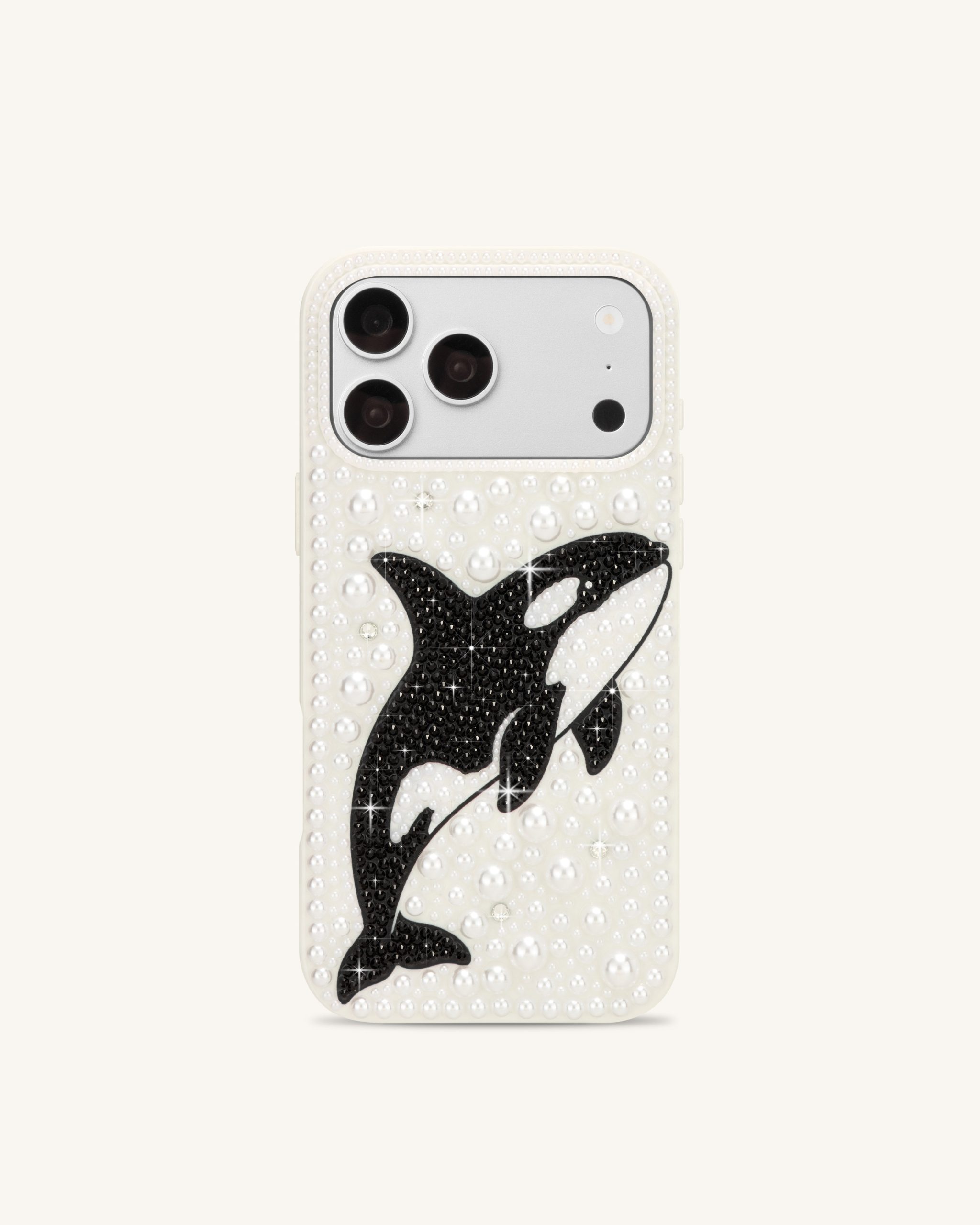 Orca Pearl Embellished Phone Case – White