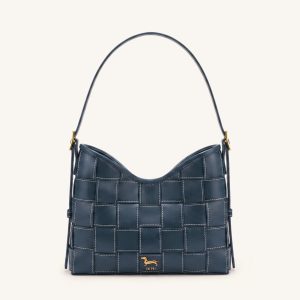 Nadine Dachshund Woven Hobo Bag - Blue