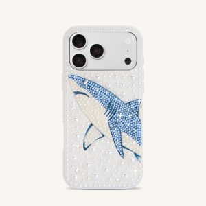 Pearl Shark Artificial Crystal Phone Case - White