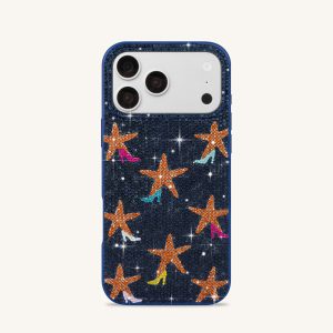 Starfish Rhinestone Phone Case - Blue