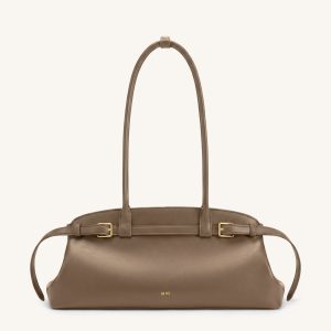 Arden Belt Detail East-West Shoulder Bag - Taupe