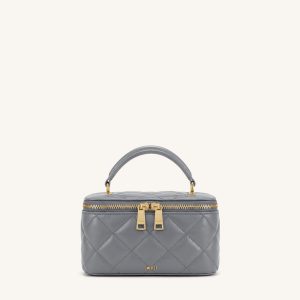 Vivienne Quilted Vanity Top Handle Bag - Gray