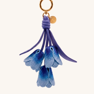 3D Embroidered Tulip Bag Charm - Dark Gradient Blue
