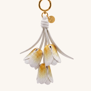 3D Embroidered Tulip Bag Charm - Gradient White