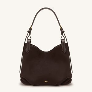 Velora Faux Suede Slouchy Shoulder Bag - Dark Brown