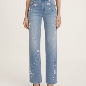 The Celestial Pearl Petal Straight Jeans - Pale Blue Eyes