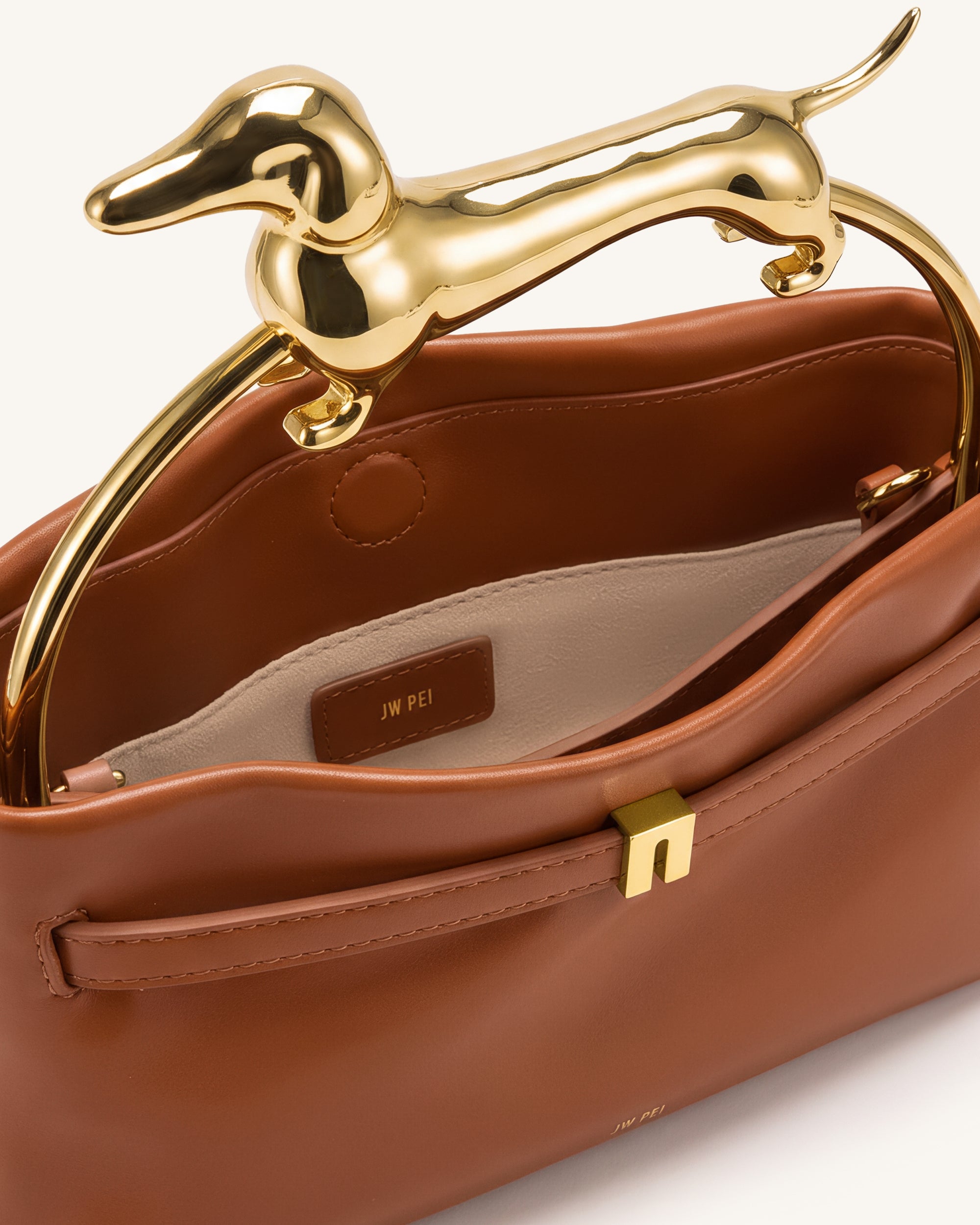 Maeve Dachshund Handle Bag - Cognac - Image 4