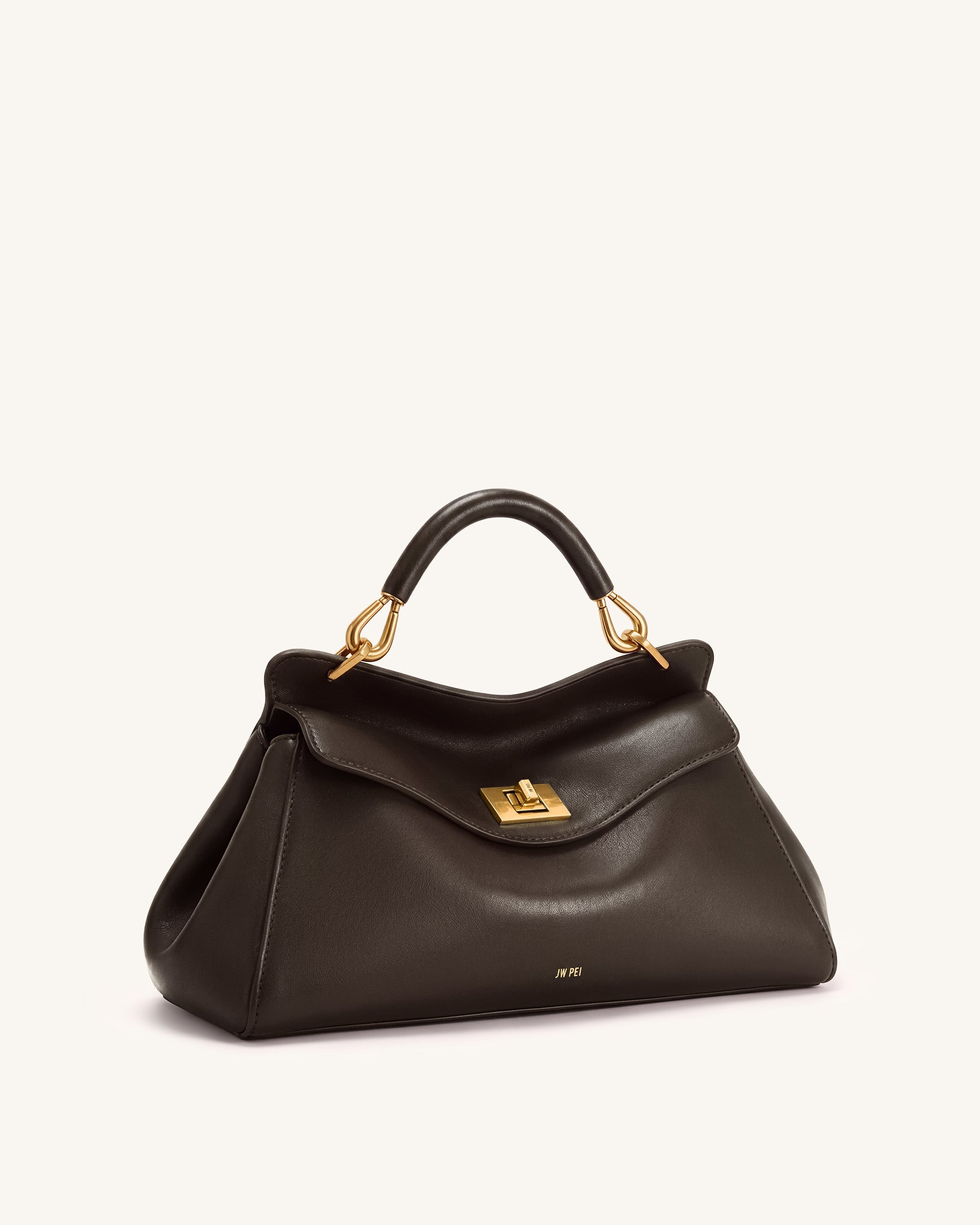 Lucia Elongated Top Handle Bag - Dark Brown - Image 2