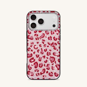 Bold Leopard Print Artificial Crystal Phone Case - Black