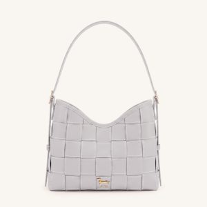 Nadine Dachshund Woven Hobo Bag - Fog Grey