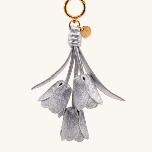 3D Embroidered Tulip Bag Charm - Silver