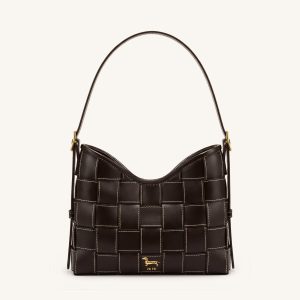 Nadine Dachshund Woven Hobo Bag - Dark Brown
