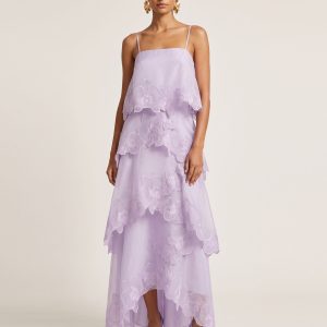 Orchid Embroidered Layered Maxi Dress - Light Purple
