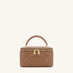 Vivienne Quilted Vanity Top Handle Bag - Mocha Brown