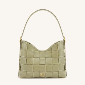 Nadine Dachshund Woven Hobo Bag - Light Green