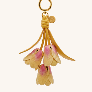 3D Embroidered Tulip Bag Charm - Gradient Yellow
