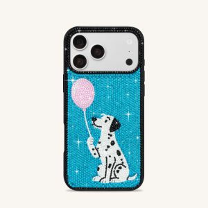 Balloon Dalmatian Artificial Crystal Phone Case - Black