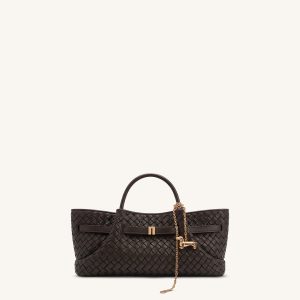 Maeve Woven Dachshund Metal Charm Tote Bag - Brown