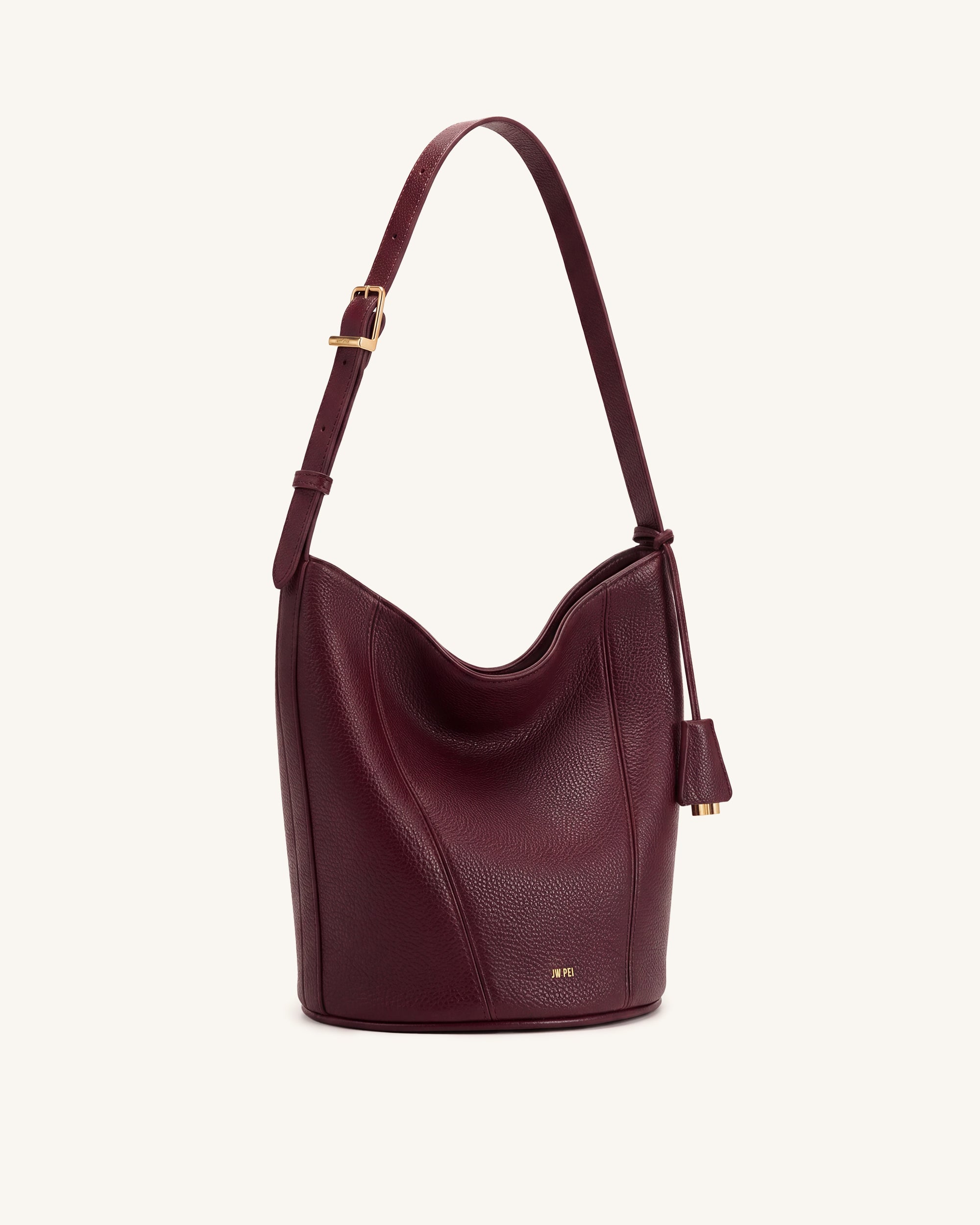 Zora Pebbled Bucket Bag - Deep Burgundy - Image 2