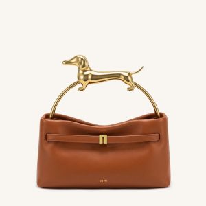 Maeve Dachshund Handle Bag - Cognac