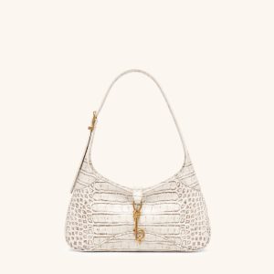 Juliette Key Charm East-West Shoulder Bag - Off White Croc