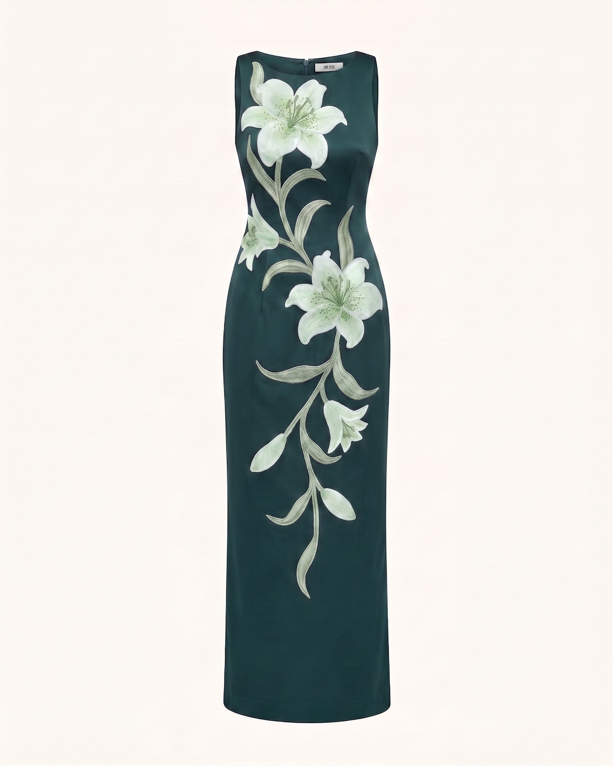 Lily Floral Print Sleeveless Column Maxi Dress - Dark Green - Image 3