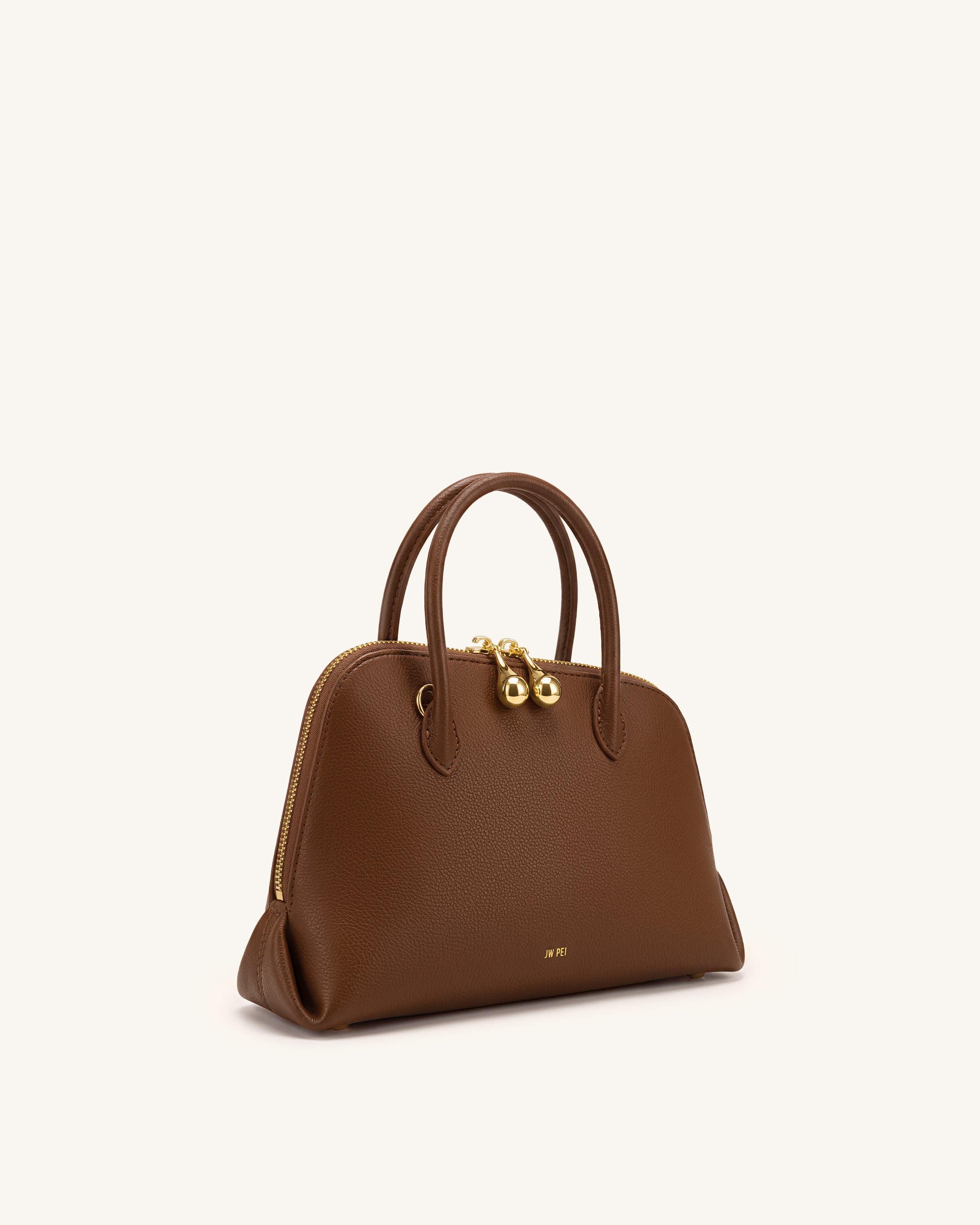Nerina Pebbled Dome Top Handle Bag - Brown - Image 2