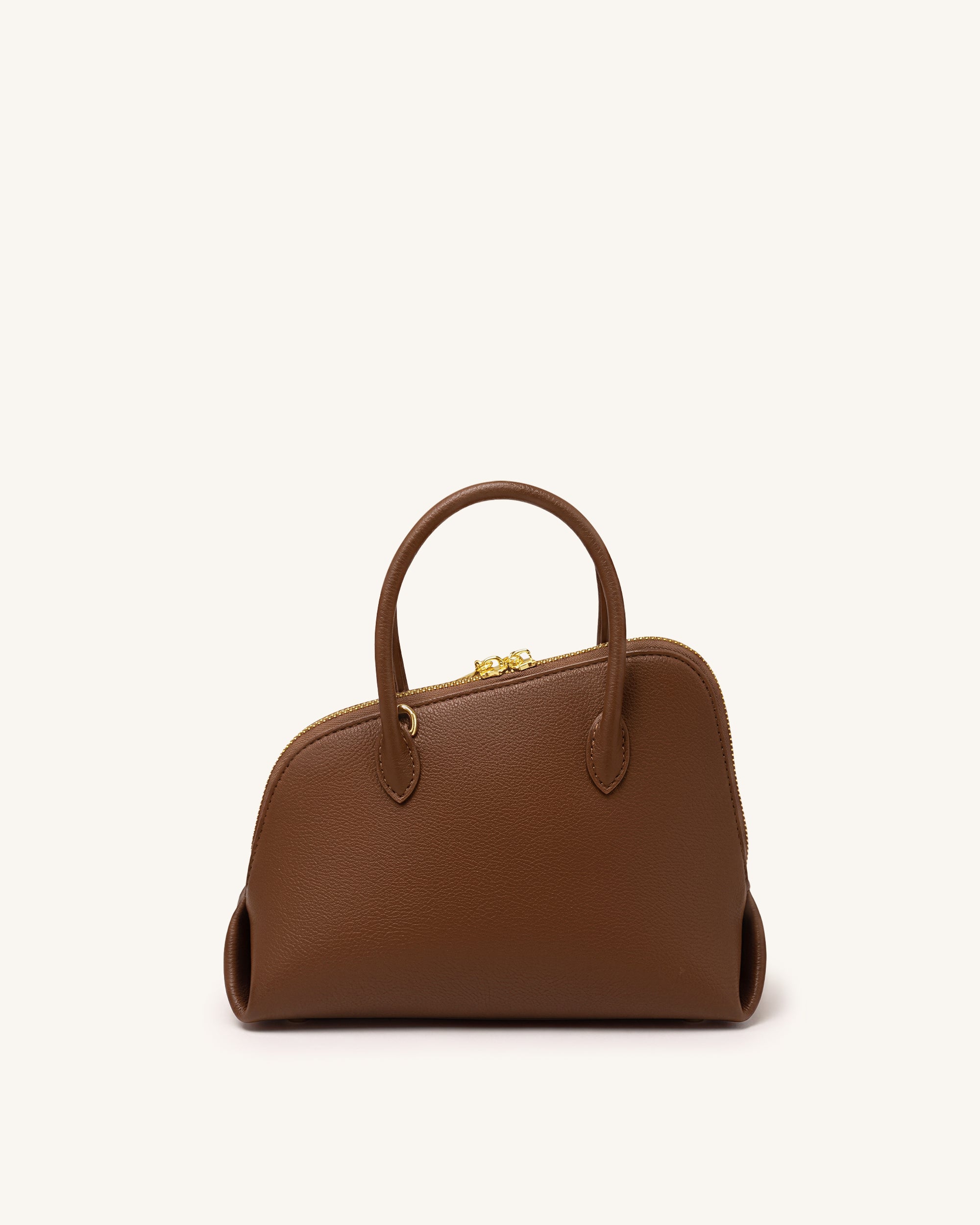 Nerina Pebbled Dome Top Handle Bag - Brown - Image 3