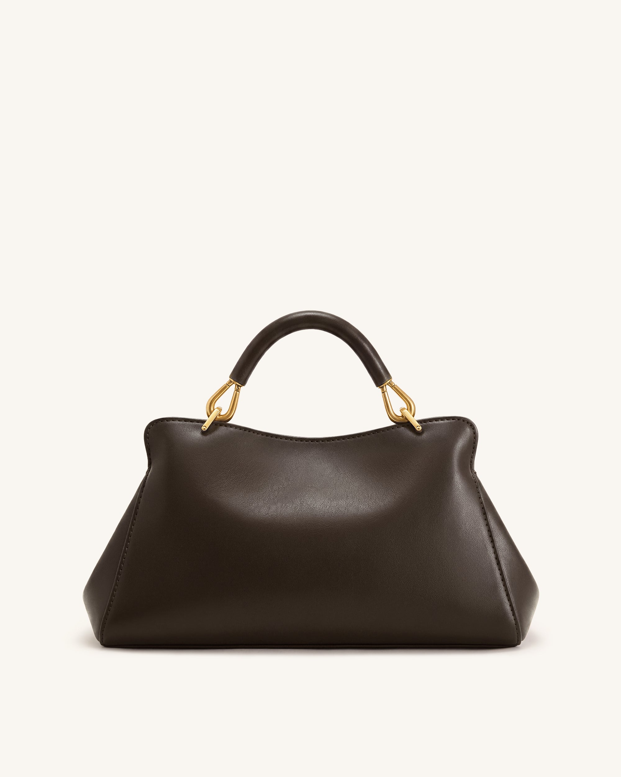Lucia Elongated Top Handle Bag - Dark Brown - Image 3