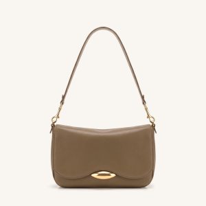 Sofia Classic Flap Shoulder Bag - Khaki Brown