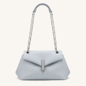 Valerie Chain Flap Shoulder Bag - Light Blue Gray