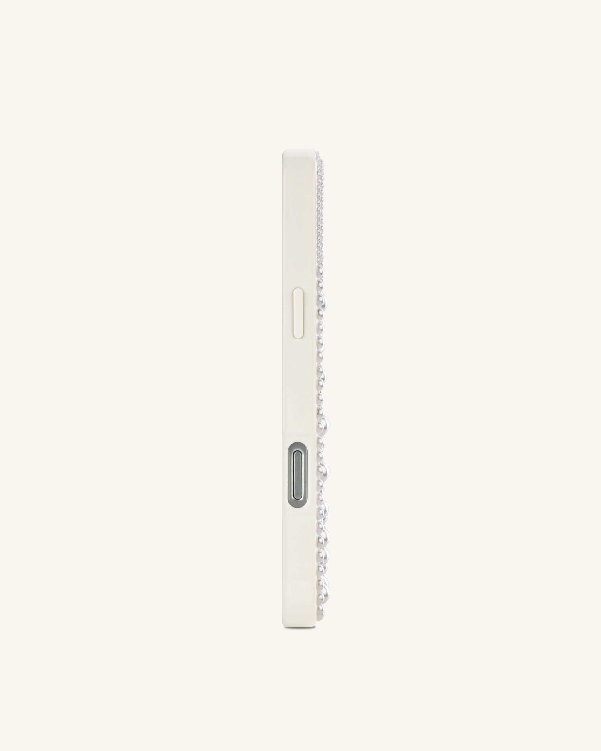 Pearl Artificial Crystal Bow Phone Case - White - Image 3