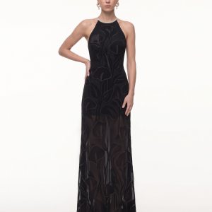 Calla Lily Sheer Halter Maxi Dress - Black