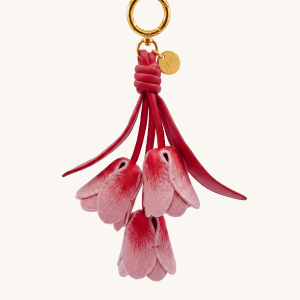 3D Embroidered Tulip Bag Charm - Light Gradient Red