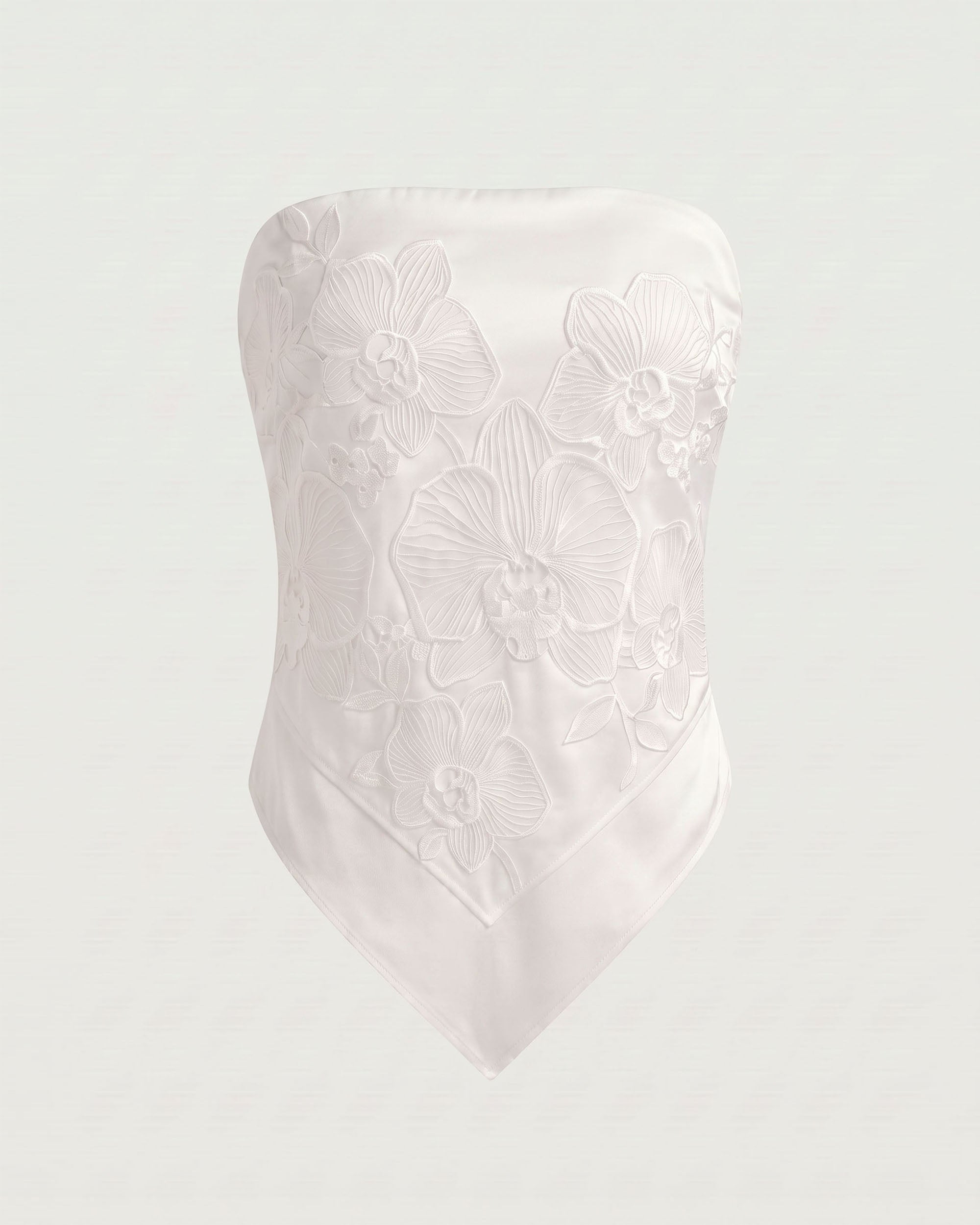 Orchid Embroidered Strapless Handkerchief Top - White - Image 3