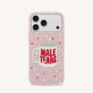 Male Tears Mug Rhinestone Phone Case - Pink