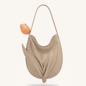 Tulip Shape Shoulder Bag - Khaki